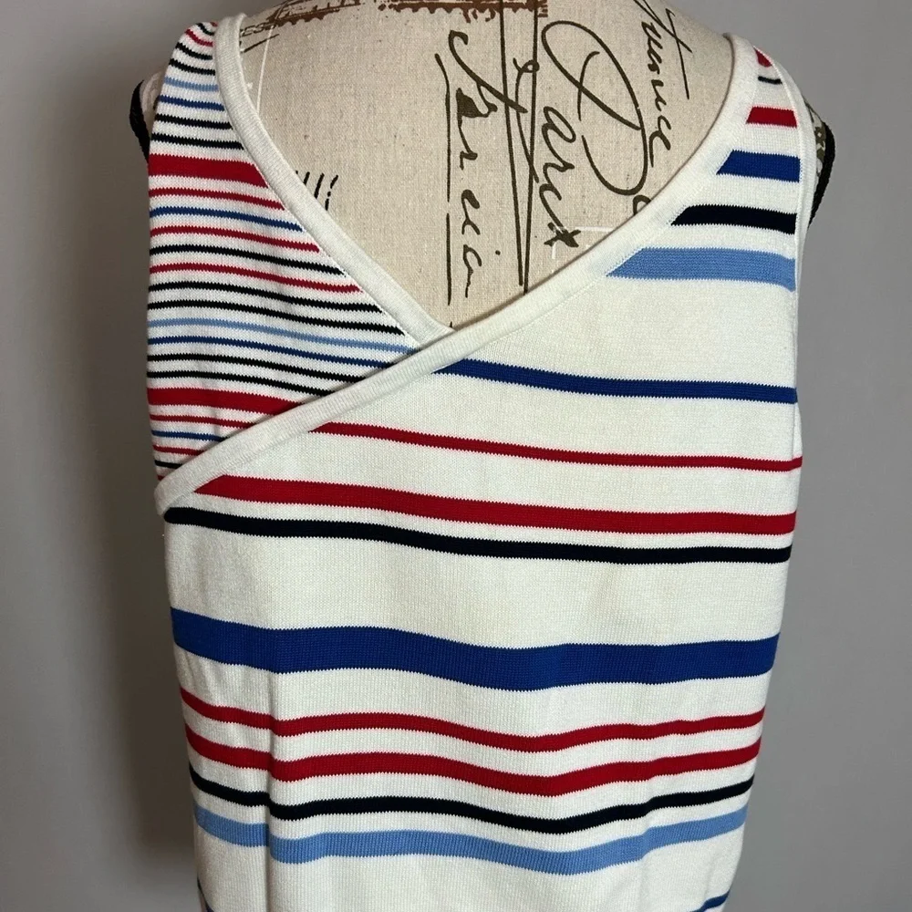 Liz Claiborne Multicolor Striped Tank Top Large Knit Top